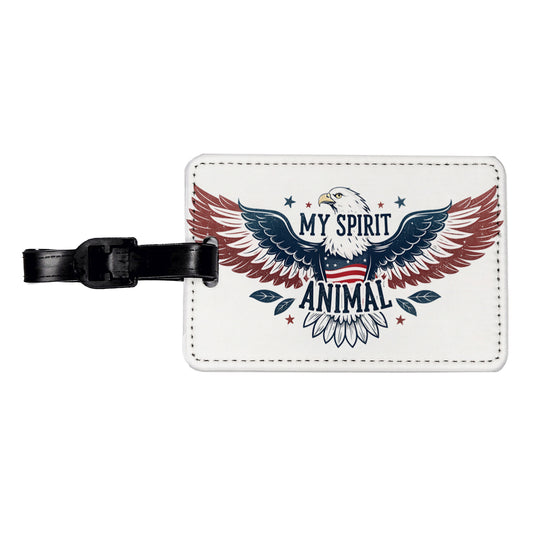 My Spirit Animal Patriotic American Bald Eagle Travel Faux Leather Luggage Tag