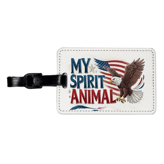 My Spirit Animal Patriotic Bald Eagle Travel Faux Leather Luggage Tag