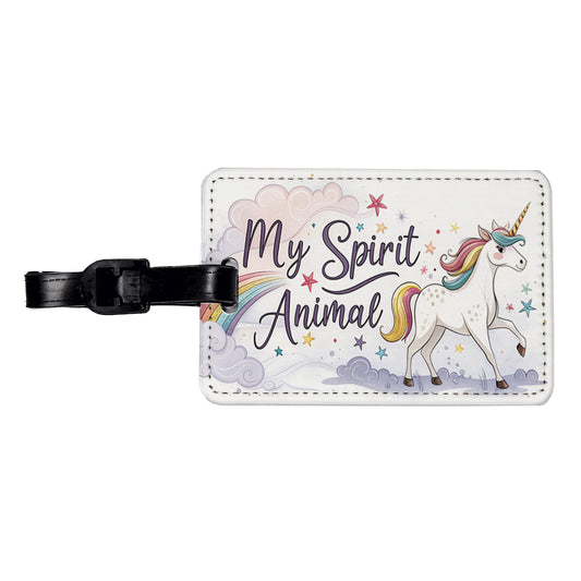 My Spirit Animal Unicorn Funny Fantasy Travel Faux Leather Luggage Tag