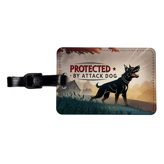 Protected By Attack Dog Travel Faux Leather Luggage Tag