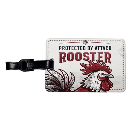 Protected By Attack Rooster Travel Faux Leather Luggage Tag