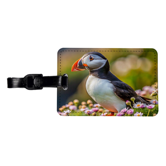Puffin Bird Photograph Travel Faux Leather Luggage Tag