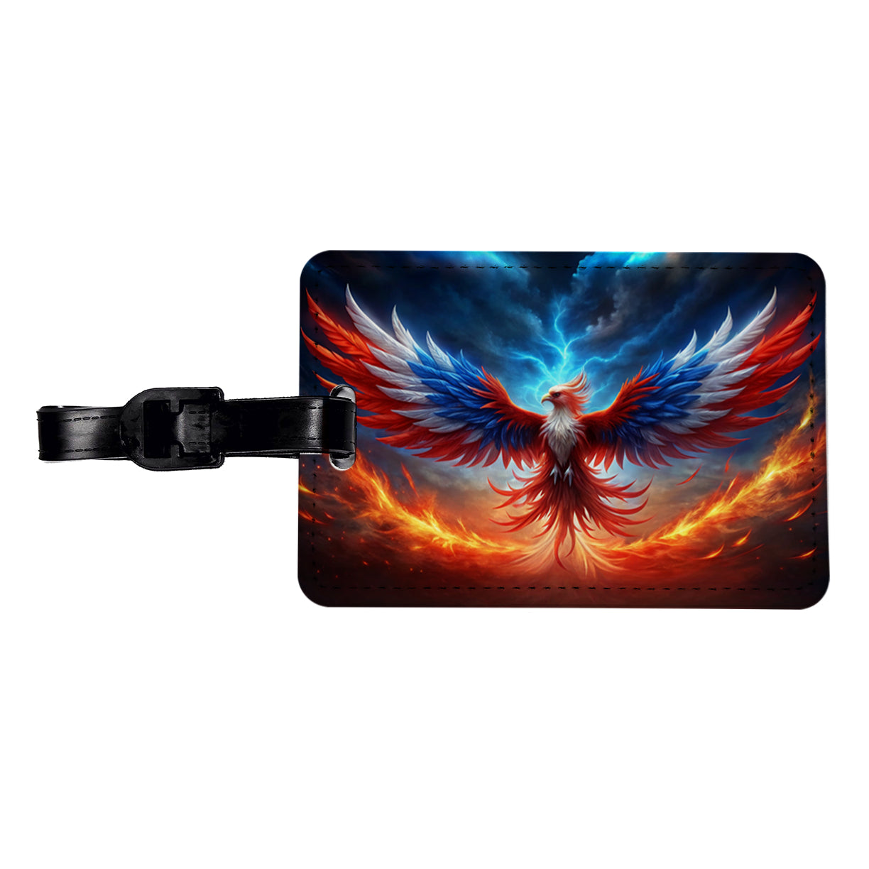 Red White And Blue Phoenix Rising Travel Faux Leather Luggage Tag