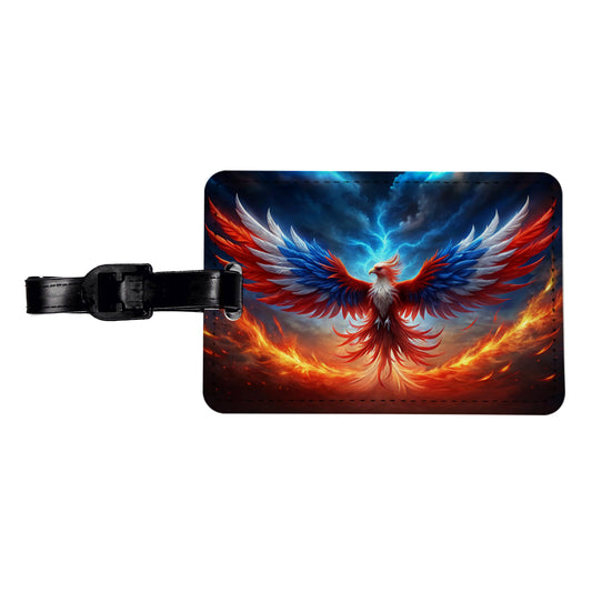 Red White And Blue Phoenix Rising Travel Faux Leather Luggage Tag