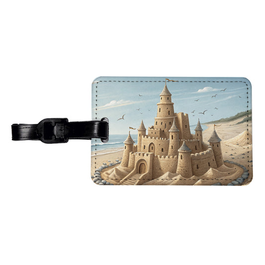 Sandcastle On Beach Travel Faux Leather Luggage Tag