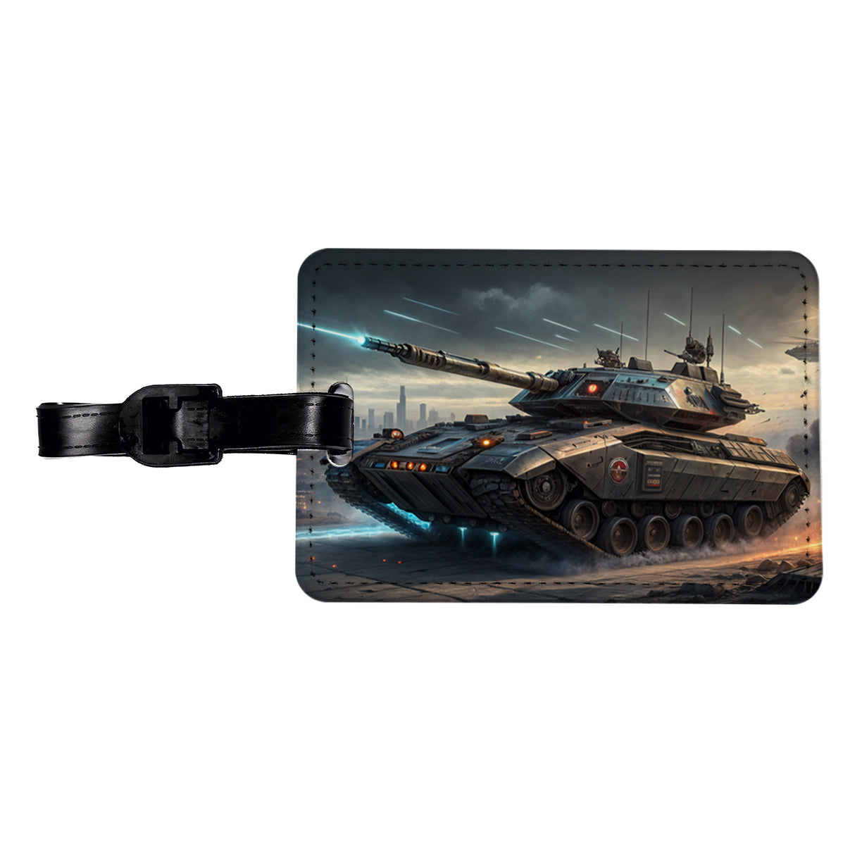Sci-Fi Tank In Battle Travel Faux Leather Luggage Tag