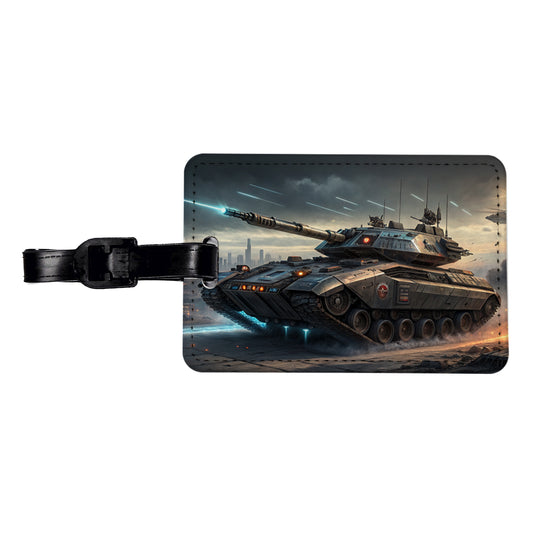 Sci-Fi Tank In Battle Travel Faux Leather Luggage Tag