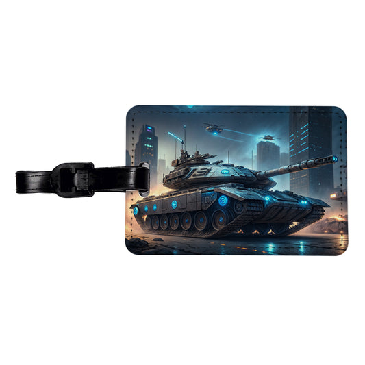 Sci-Fi Tank Urban Warfare Travel Faux Leather Luggage Tag