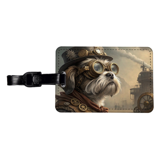 Shih Tzu Dog Steampunk Travel Faux Leather Luggage Tag