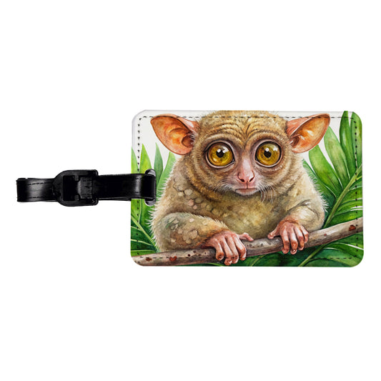 Tarsier Watercolor Travel Faux Leather Luggage Tag