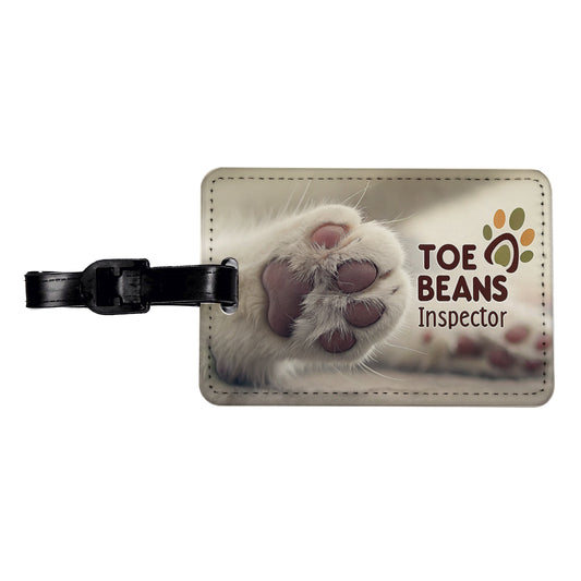 Toe Beans Inspector Cat Paw Funny Travel Faux Leather Luggage Tag