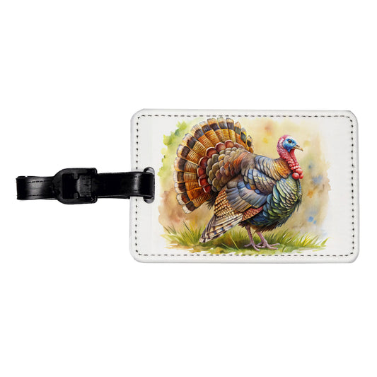 Tom Gobbler Male Turkey Watercolor Travel Faux Leather Luggage Tag