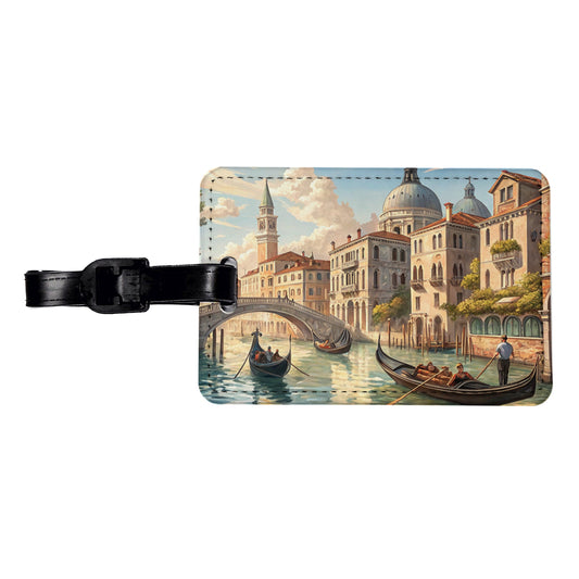 Venice Italy Canal Gondolas Travel Faux Leather Luggage Tag