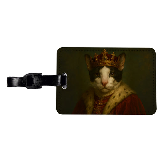 Vintage Cat King Fantasy Painting Travel Faux Leather Luggage Tag