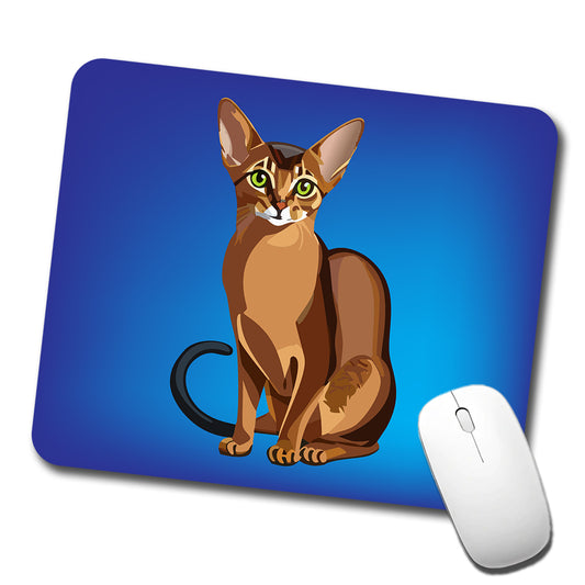 Abyssinian Cat Sitting Low Profile Mouse Pad Mat