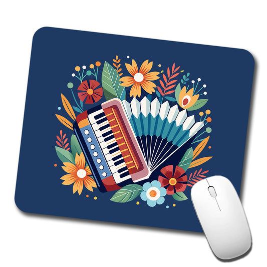 Accordion Music Floral Motif Low Profile Mouse Pad Mat
