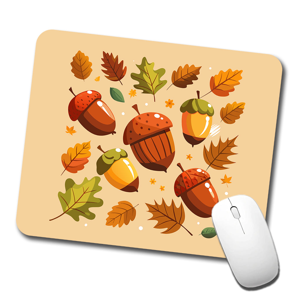 Acorns Scattered Fall Autumn Low Profile Mouse Pad Mat