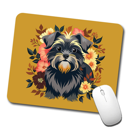 Affenpinscher Dog Floral Flowers Low Profile Mouse Pad Mat