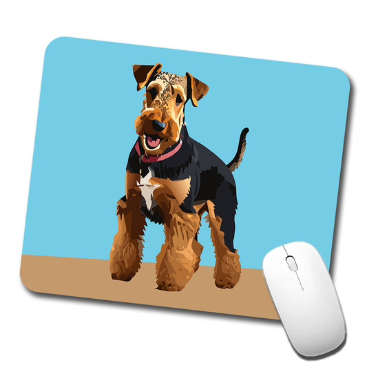 Airedale Terrier Dog Standing Low Profile Mouse Pad Mat