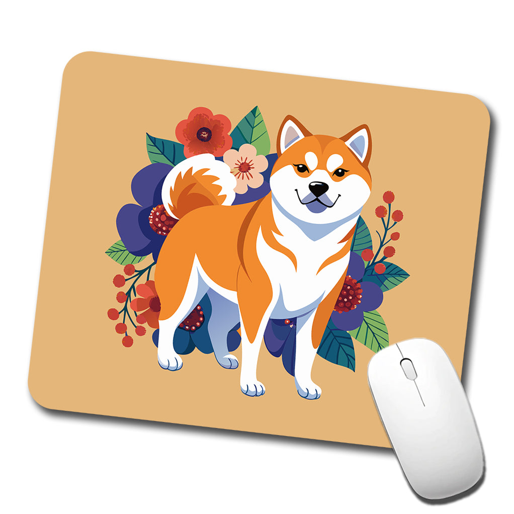 Akita Dog Floral Flowers Low Profile Mouse Pad Mat