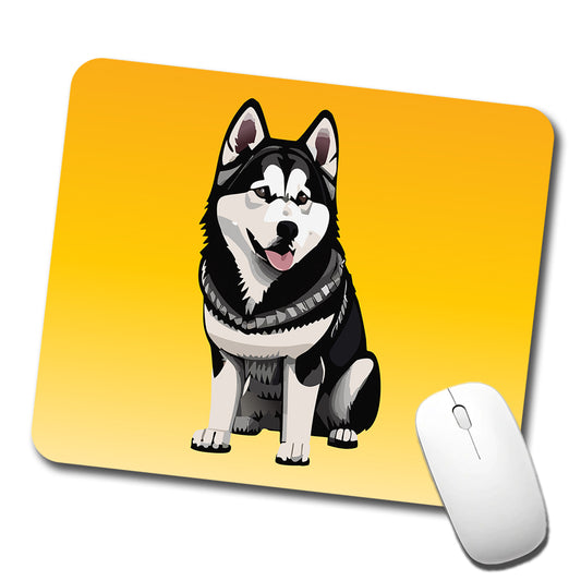Alaskan Malamute Dog Sitting Low Profile Mouse Pad Mat