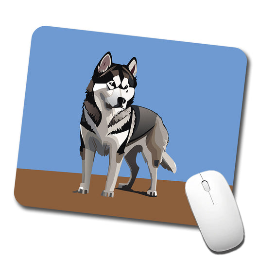 Alaskan Malamute Dog Standing Low Profile Mouse Pad Mat