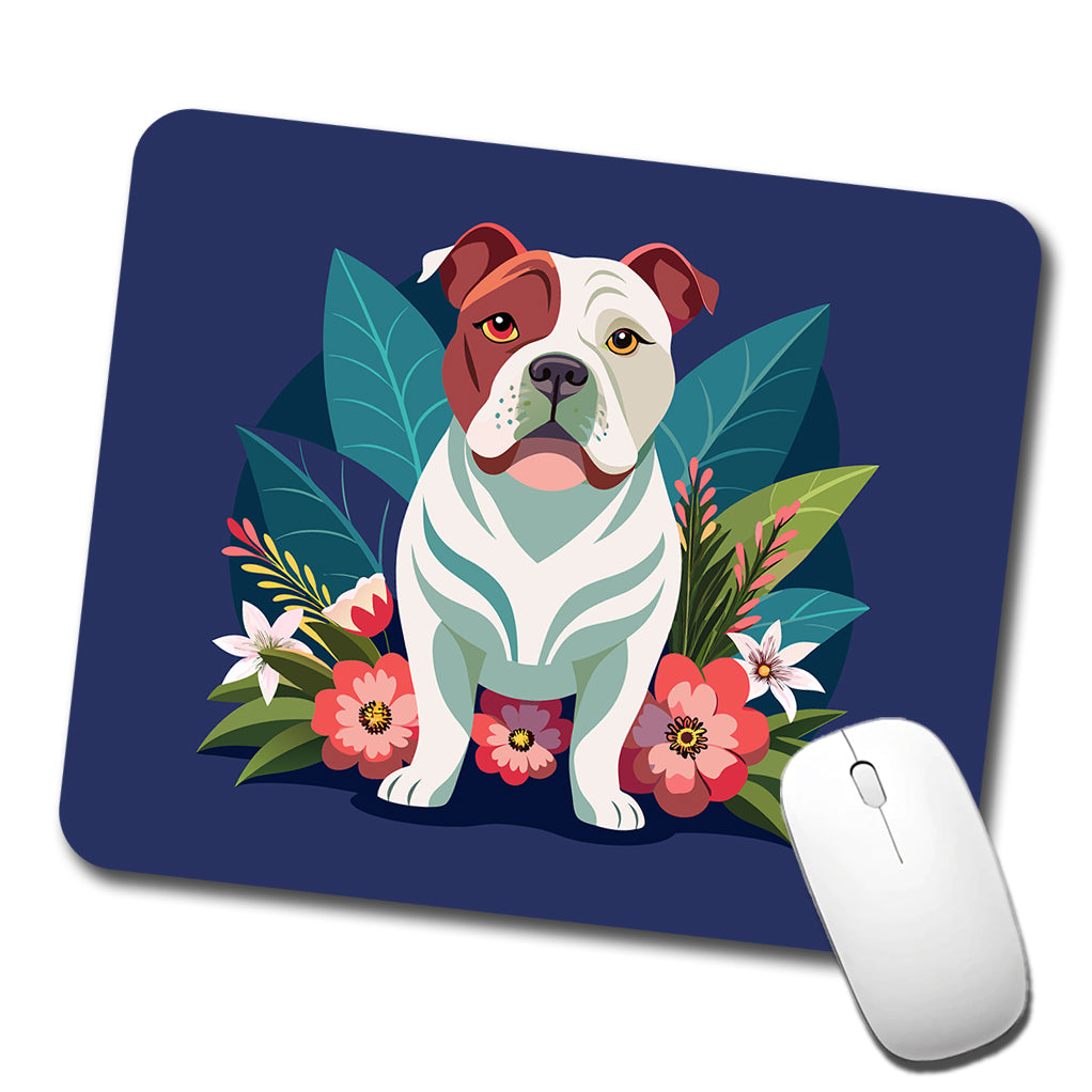 American Bulldog Floral Flowers Low Profile Mouse Pad Mat