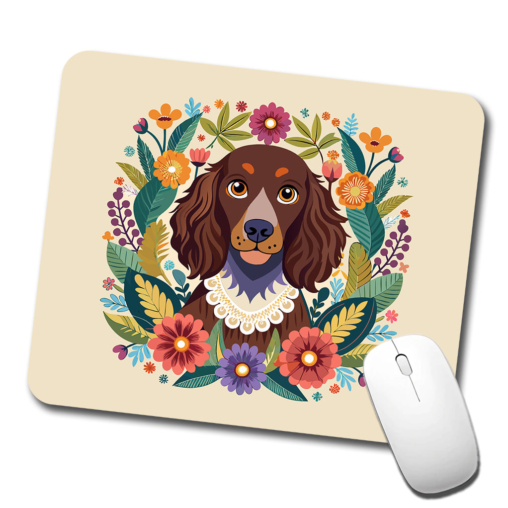 American Water Spaniel Dog Floral Flowers Low Profile Mouse Pad Mat