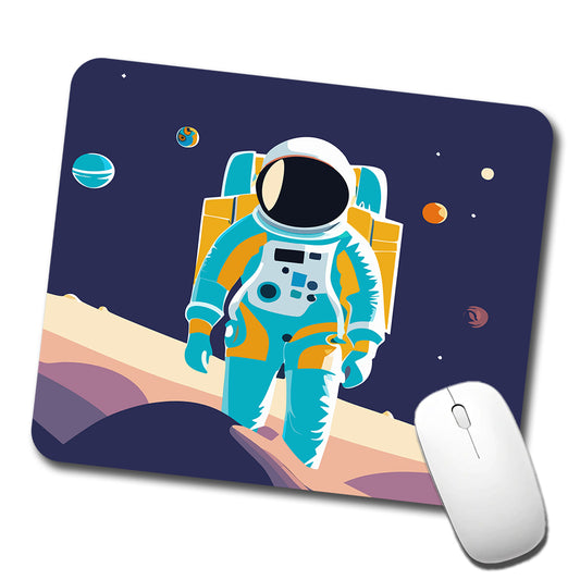 Astronaut in Outer Space Planets Science Fiction Low Profile Mouse Pad Mat