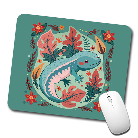 Axolotl Floral Motif Low Profile Mouse Pad Mat