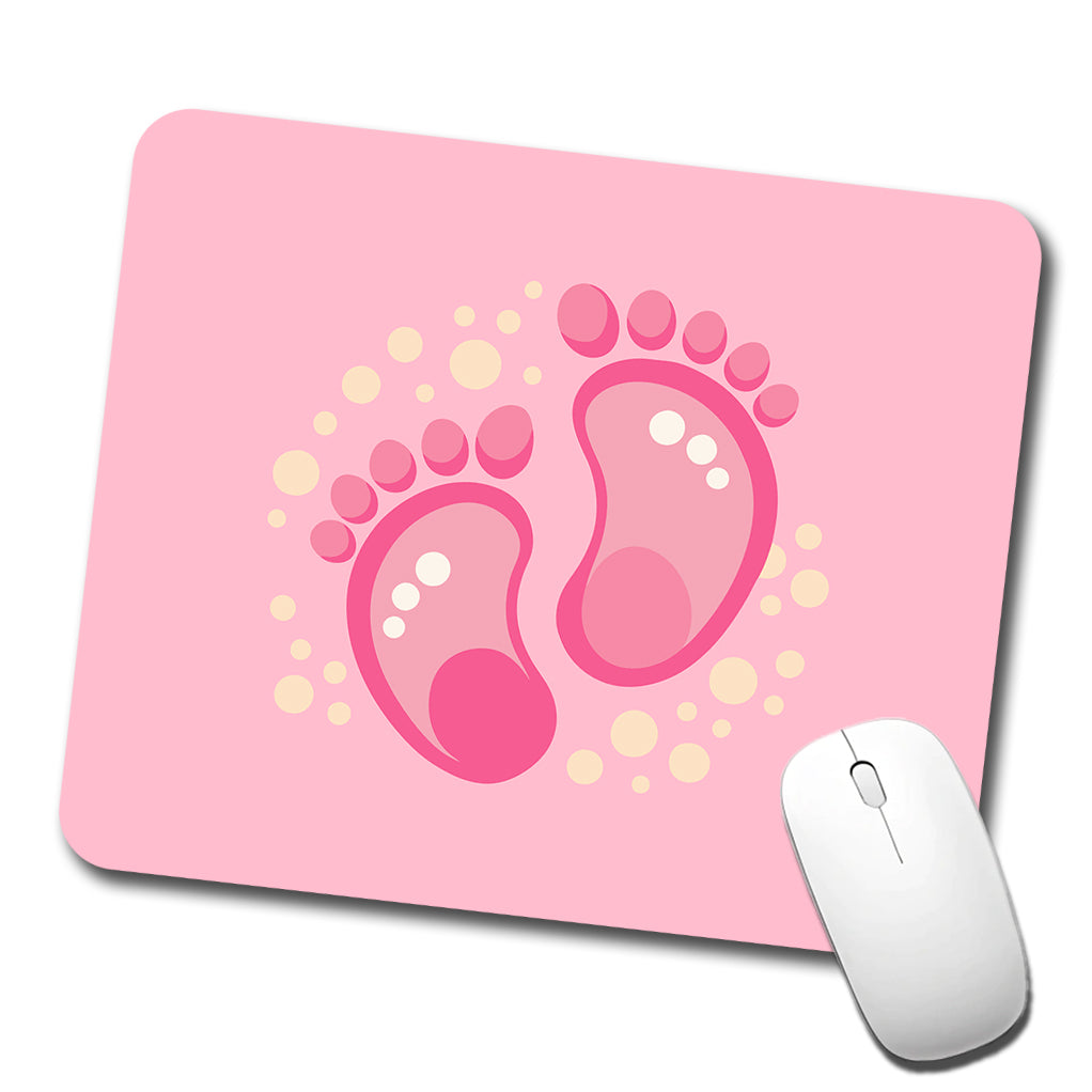 Baby Footprints Pink Low Profile Mouse Pad Mat
