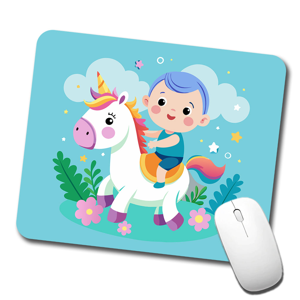Baby Riding Unicorn Cute Funny Low Profile Mouse Pad Mat