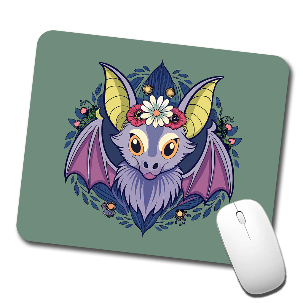 Bat Floral Flowers Halloween Low Profile Mouse Pad Mat