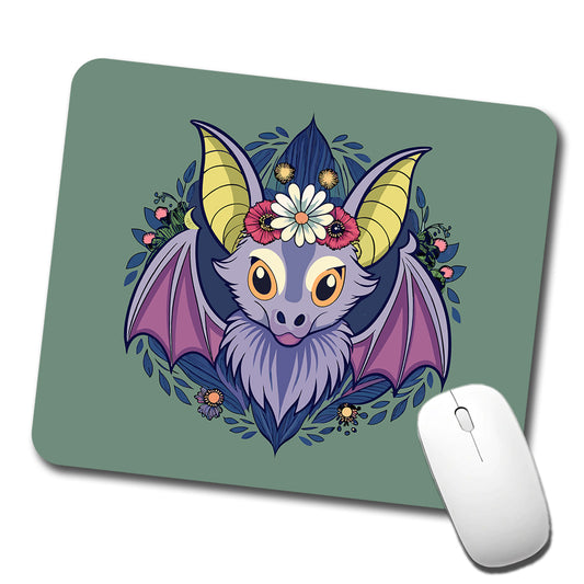 Bat Floral Flowers Halloween Low Profile Mouse Pad Mat