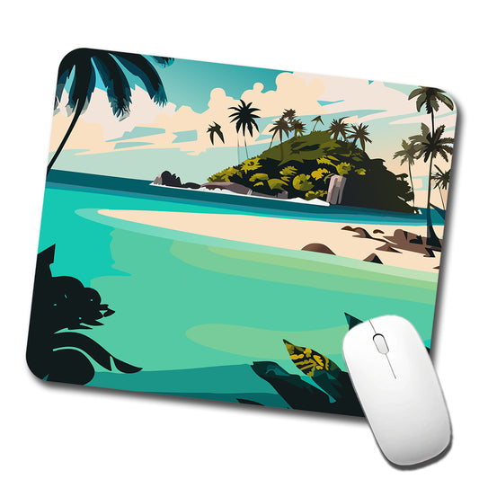 Beach Tropical Island Paradise Vacation Low Profile Mouse Pad Mat