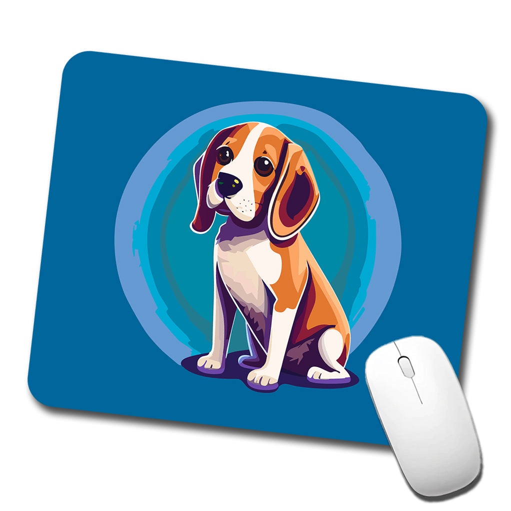 Beagle Dog Sitting Low Profile Mouse Pad Mat