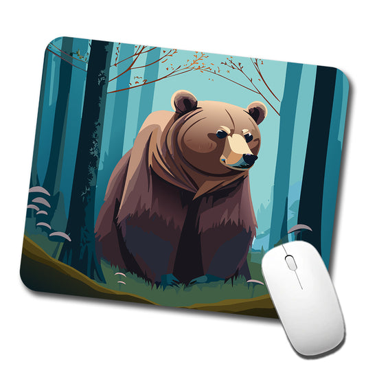 Bear in Forest Woodland Wilderness Low Profile Mouse Pad Mat
