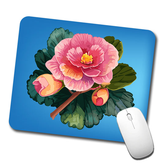 Begonia Flower Watercolor Low Profile Mouse Pad Mat