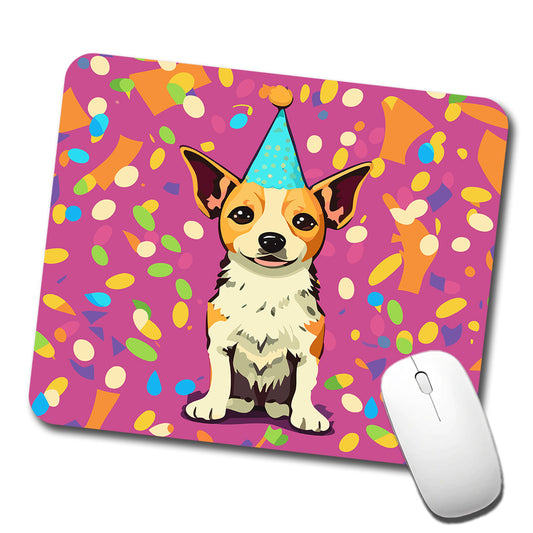 Birthday Dog Confetti Background Low Profile Mouse Pad Mat