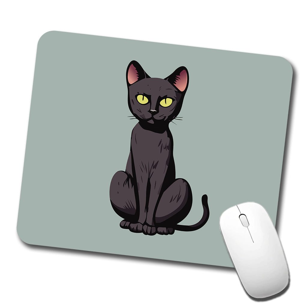 Black Bombay Cat Sitting Low Profile Mouse Pad Mat