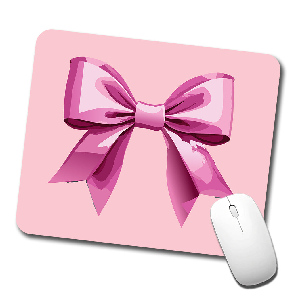 Bow Cheerleading Coquette Pink Low Profile Mouse Pad Mat