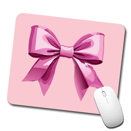 Bow Cheerleading Coquette Pink Low Profile Mouse Pad Mat