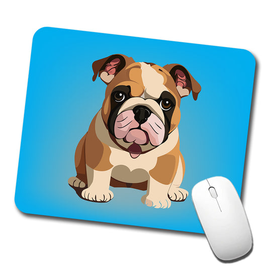 Bulldog Cute Dog Sitting Low Profile Mouse Pad Mat