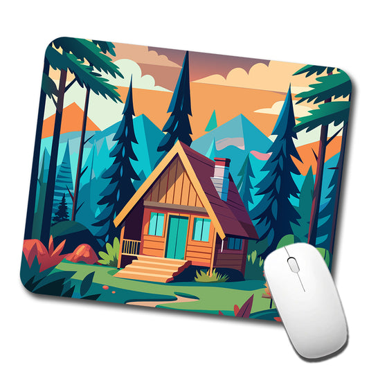 Cabin in the Forest Rustic Log Low Profile Mouse Pad Mat