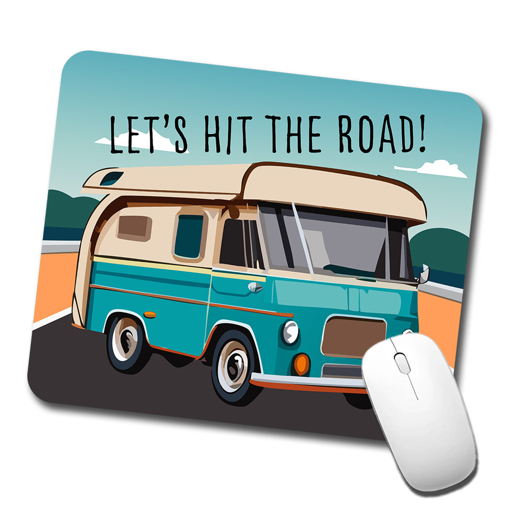 Camper RV Retro Vintage Traveling Hit the Road Camping Low Profile Mouse Pad Mat
