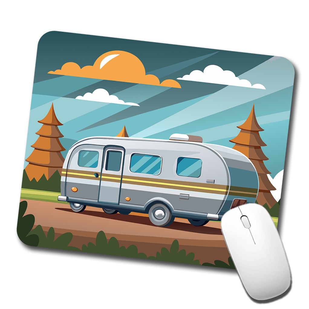 Camper RV Trailer Traveling Road Trip Low Profile Mouse Pad Mat