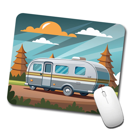 Camper RV Trailer Traveling Road Trip Low Profile Mouse Pad Mat