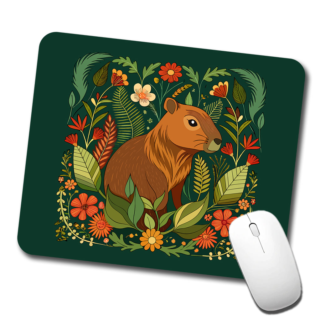 Capybara Botanical Art Nouveau Low Profile Mouse Pad Mat