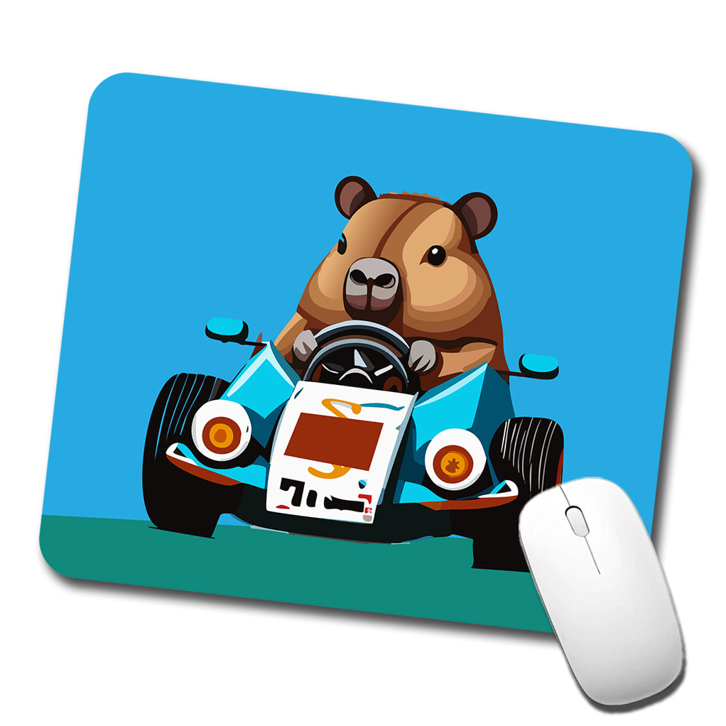 Capybara Driving Race Car Funny Low Profile Mouse Pad Mat