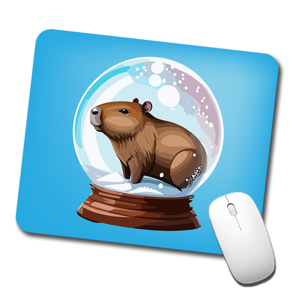 Capybara in a Snow Globe Christmas Low Profile Mouse Pad Mat